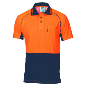 HiVis Cotton Backed Cool-Breeze Contrast Polo - Short Sleeve